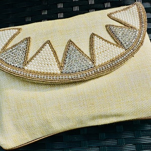 Bolso de mano con cuentas, bolso de mano beige, bolso bohemio estilo occidental, bolso de mano de verano, bolsos de boda, regalo para ella