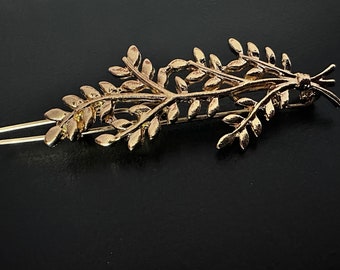 Gold Leaf Hair Clip Metal Barrette, Greek Bridal Hair Clip Minimalist Hair Accessories For Women and Girls, Gift for Her