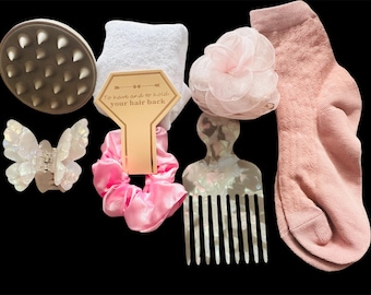 Pink Hair Accessory Gift Set: Rose Claw Clip & Satin  display picture 1