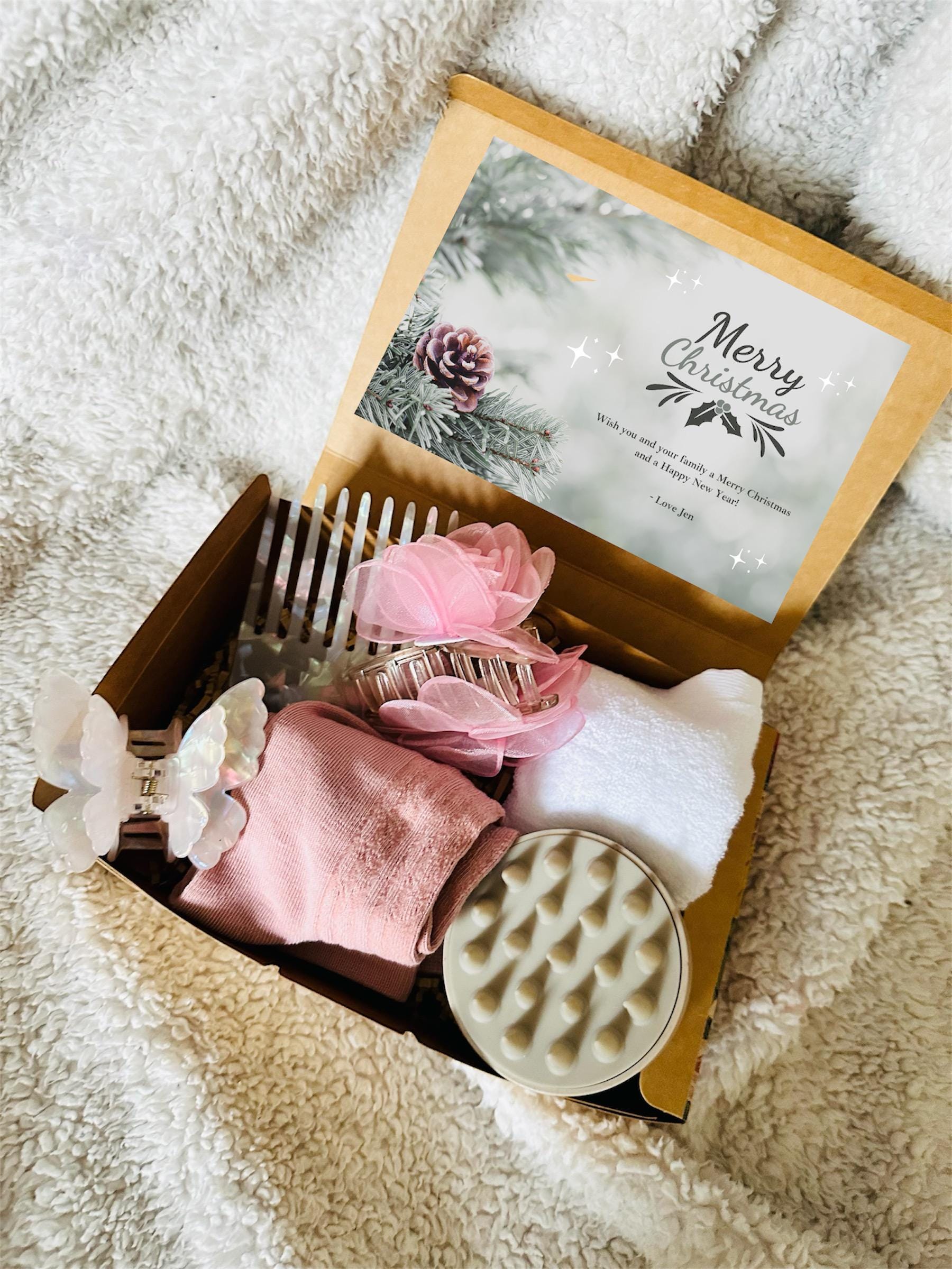 Pink Hair Accessory Gift Set: Rose Claw Clip & Satin  display picture 2