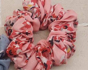 Oversize Pink Floral Scrunchie | XL Scrunchies | Vegan Hair Accessories | Bridesmaid Gift Set