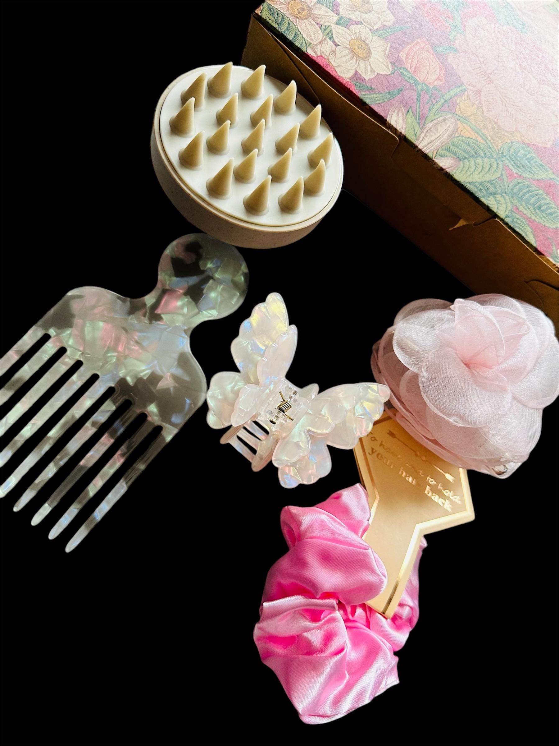 Pink Hair Claw Clip & Satin Scrunchie Set 49Pcs Pink Hair Accessories Set for Girls, Cute Floral  main image 4