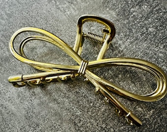 Fermaglio per capelli con fiocco dorato, accessori per capelli metallici