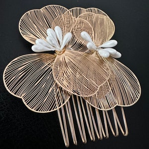 Gold Wedding Hair Comb, Bridal Pearl Hair Comb Slide Gift for Her Bridal side comb image 4