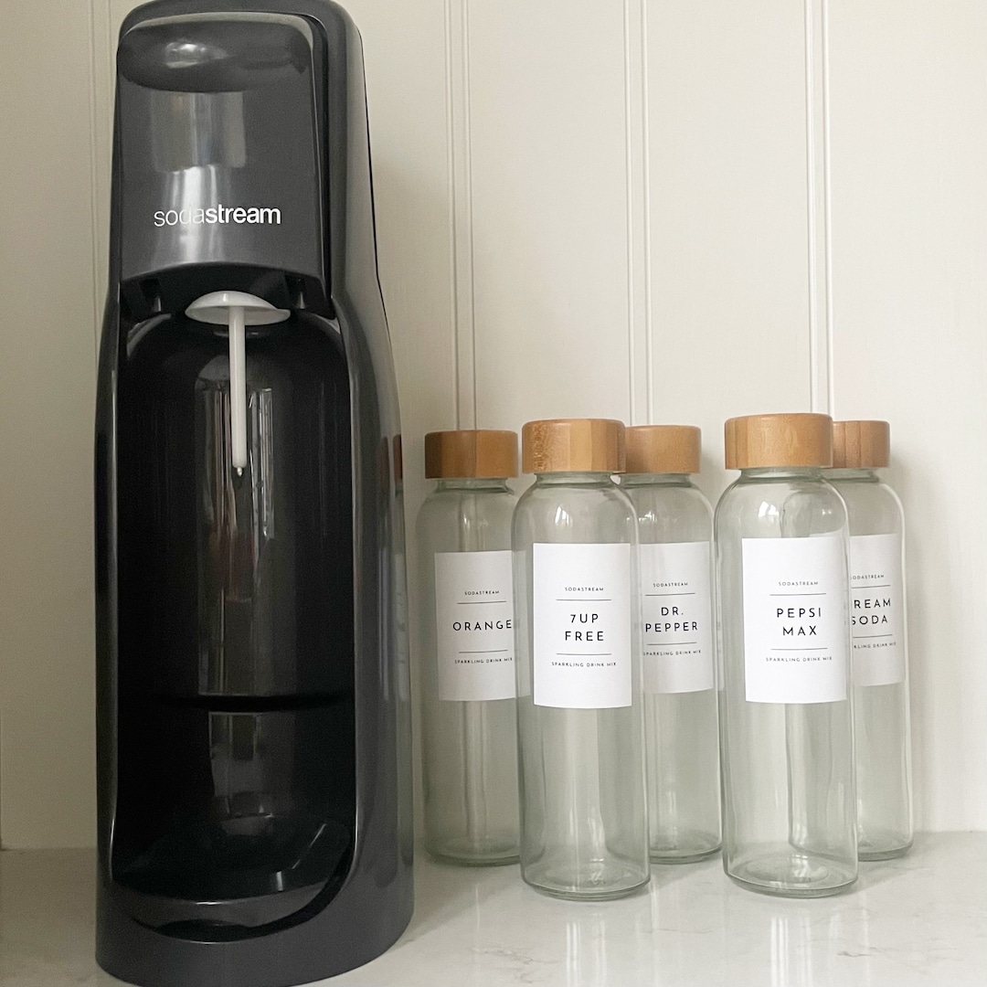 75mm X 50mm Sodastream Syrup Labels. Waterproof Storage Bottle Labels. White Minimalist Custom