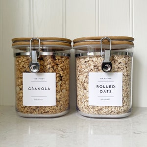 Personalised Pantry Labels . Waterproof Storage Jar Labels . White Minimalist Custom Labels . Kitchen Organisation Labels . Free UK Delivery image 4