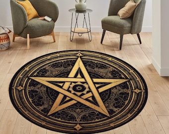 Gothic Pentagram Round Rug, Protection Symbol
