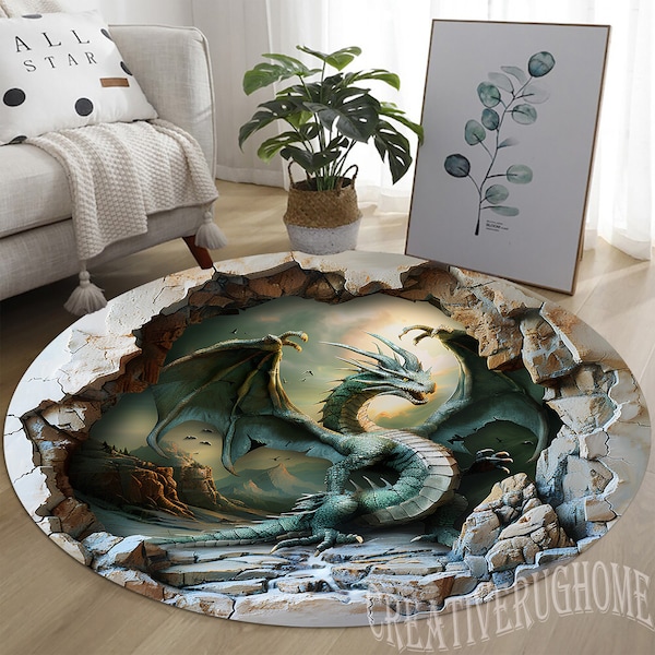 Dragon, Dragon Pattern Rug, Round Dragon Rug, Dungeons Dragons Rug, Dragon Rug, Crack Rug, For Living Room Rug,Modern Area Rug,Animal Rug