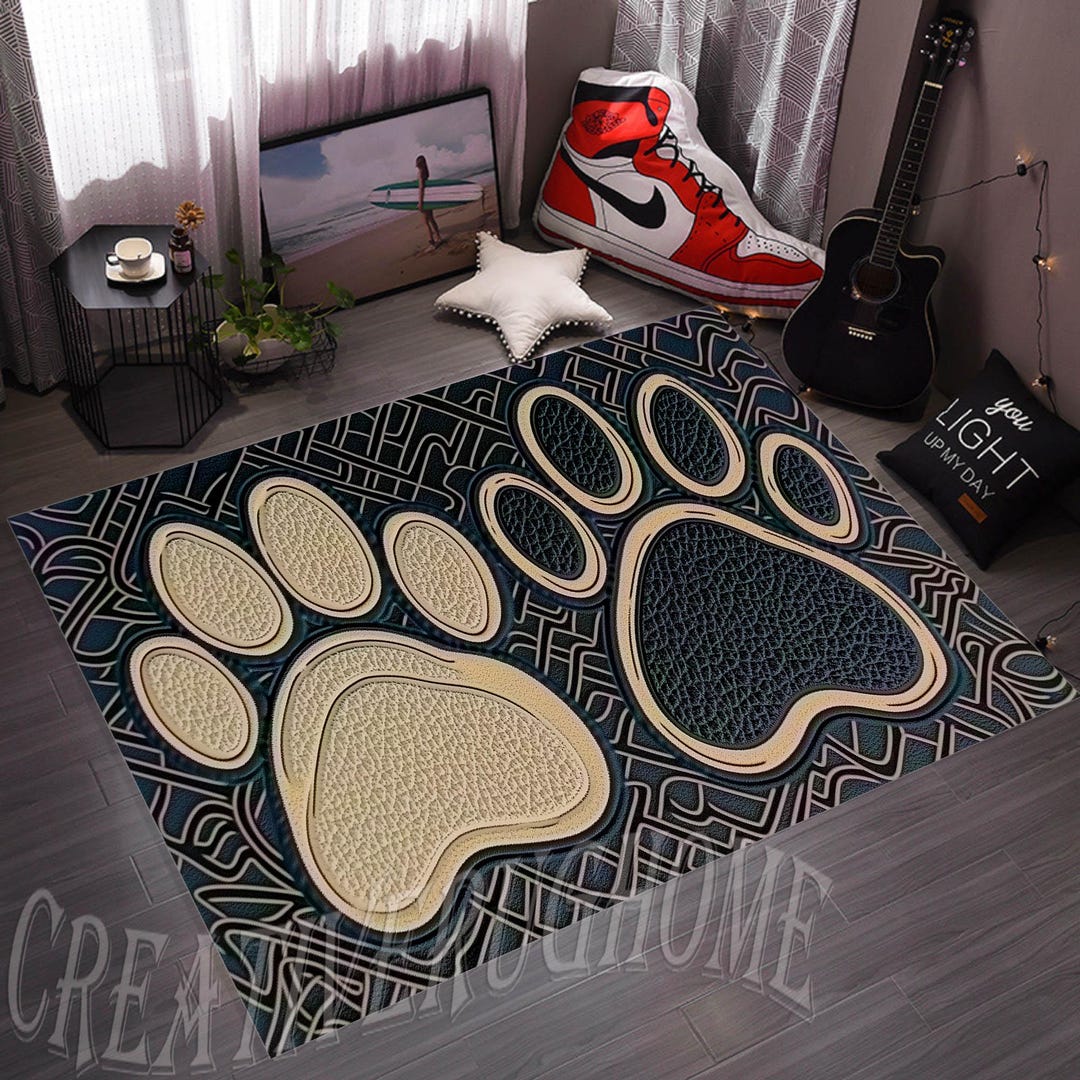 Patterned Rug Kids Paw Pattern Rug, Modern Kids Room Area Rug - Etsy