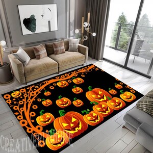 Halloween Rug, Happy Halloween Rug, Pumpkin Rug, Halloween Pumpkin Rug, Halloween Decor Rug,Autumn Decor Rug, Gift Halloween Rug,Scary Decor