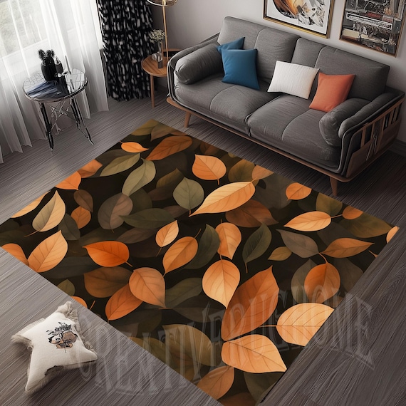 Autumn Leaves Area Rug, Fall Decor, Colorful Leaf Carpet