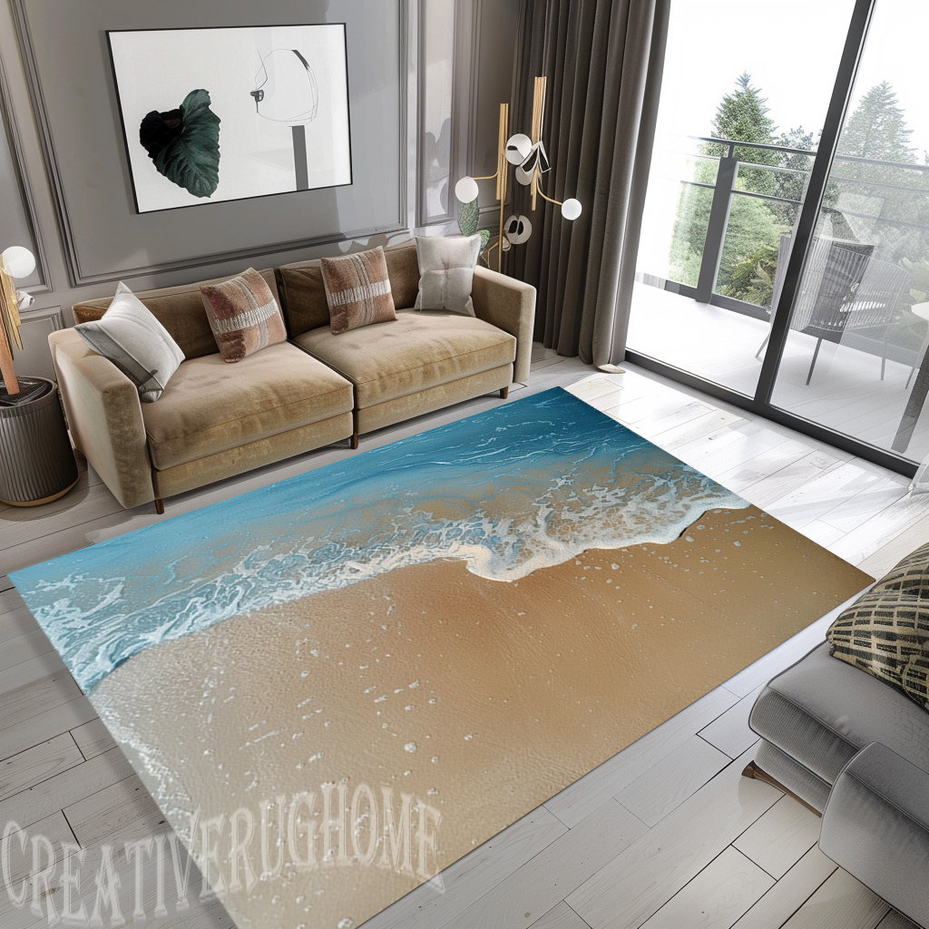 Rectangle Rug Beach Sandy Beach Area Rug, Coastal Nautical Decor - Etsy