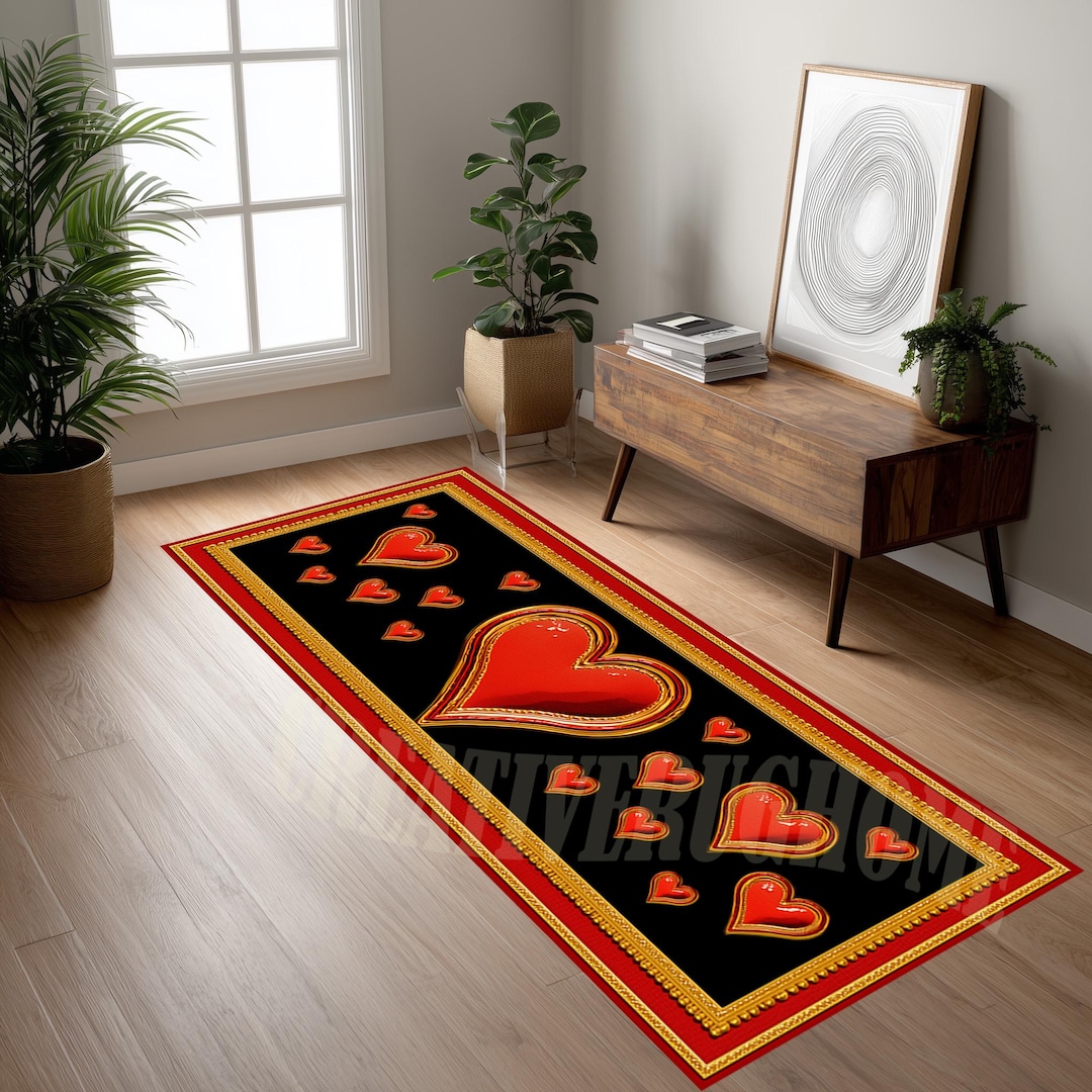 Heart Rug Designs Heart Runner Rug, Modern Valentine's Day Decor, Colorful Love Carpet - Etsy