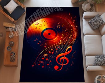 Alfombra retro con diseño de discos, decoración para sala de música, base de algodón antideslizante