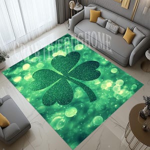 St Patricks Day Rug,St Patrick&#39;s Day,Happy St Patricks Day,Three Clover Rug,Shamrock Rug,Clover Irish Rug,Party Decor Rug,Gift Party Rug
