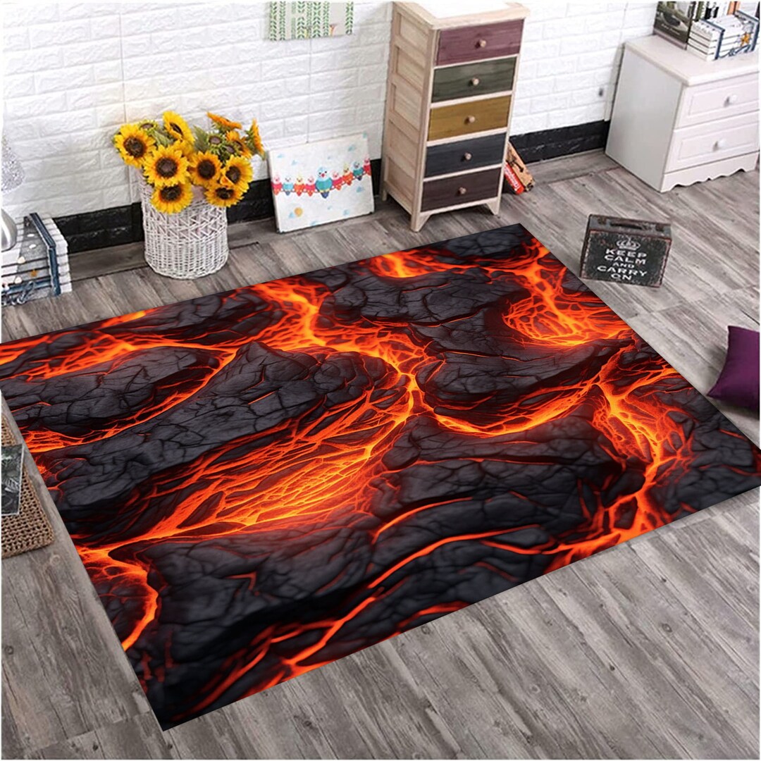 Balcanic Rug Lava Rug, Volcanic Fire Pattern, Modern Decor Rug - Etsy