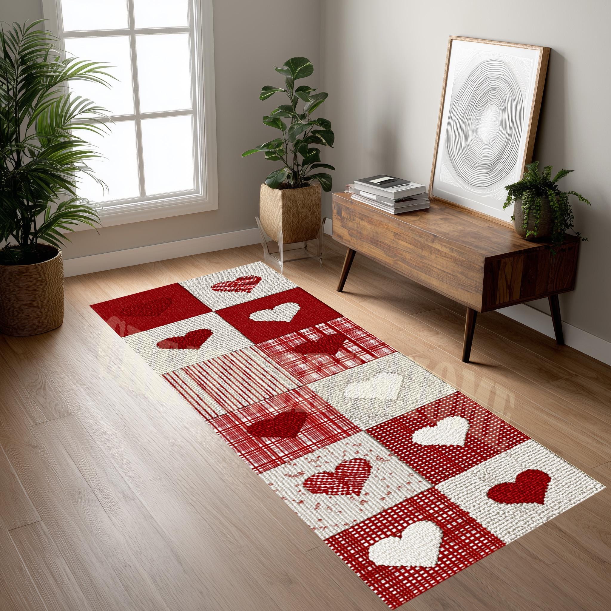 Heart Runner Rug Heart Runner Rug, Modern Valentine's Day Decor, Colorful Love Carpet - Etsy
