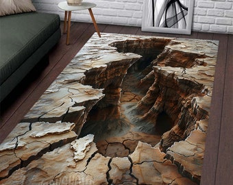 3D Crack Rug, Optical Illusion Modern Area Rug
