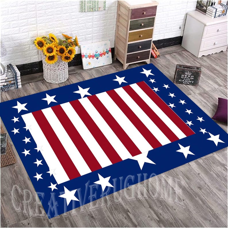 American Flag Rug, USA Stars & Stripes Design, Home Decor - Etsy