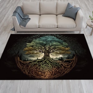 Tree Rug, Tree Of Life Rug, Tree Of Life, Tree Themed Rug, World Tree Rug, Mythology Rug, Norse Tree, Decorative Rug, Design Rug, Modern Rug
