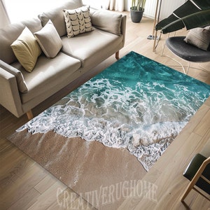 Sea Rug, Sandy Beach Rug, Sea Wave Rug, Beach Rug, Water Texture Rug,Sea Design Rug, Summer Area Rug,Clear Sea Rug,Nautical Rug,Beach carpet