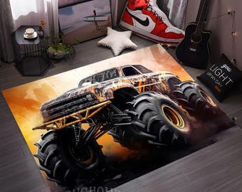 Monster Truck Kids Room Rug, Racing Car Design
