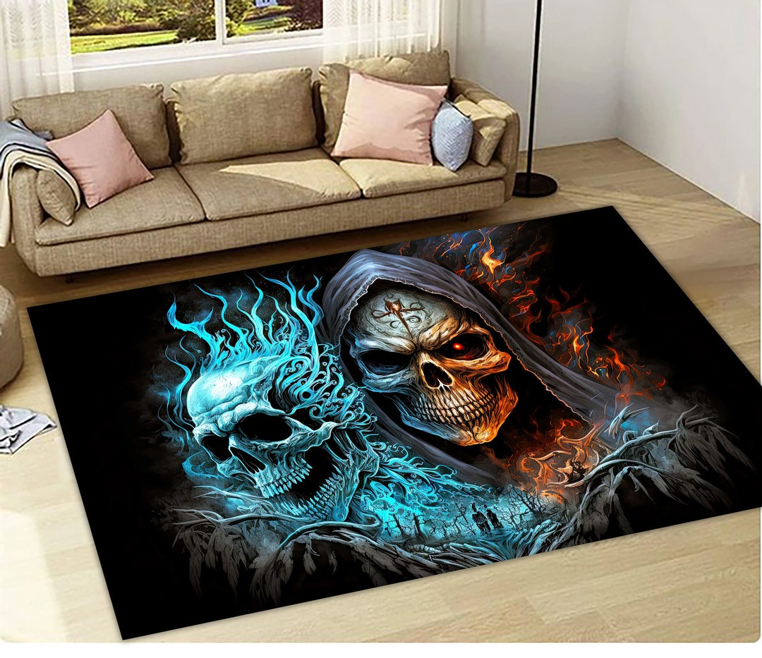 Skeleton Rug, Skeleton Themed Rug, Horror Skull Rug, Scary Skull Rug