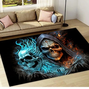 Skeleton Rug, Skeleton Themed Rug, Horror Skull Rug, Scary Skull Rug, Mystical Skull Rug,Ghost Rug,Decorative Rug,Gift Skeleton Rug,Area Rug