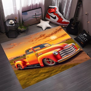 Car, Car Rug, Car Pattern Rug, Game Room Rug, Gift Kids Rug, Orange Car Rug,Holiday Rug,Kids Game Rug,Decorative Rug,Game Decor Rug,Area Rug