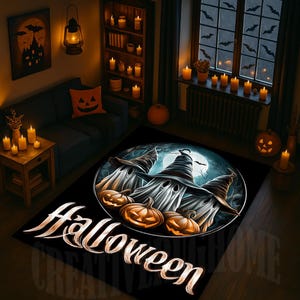 Halloween Rug, Happy Halloween Rug, Ghost Rug, Halloween Ghost Rug,Pumpkin Rug, Halloween Pumpkin Rug, Halloween Decor Rug,Autumn Decor Rug