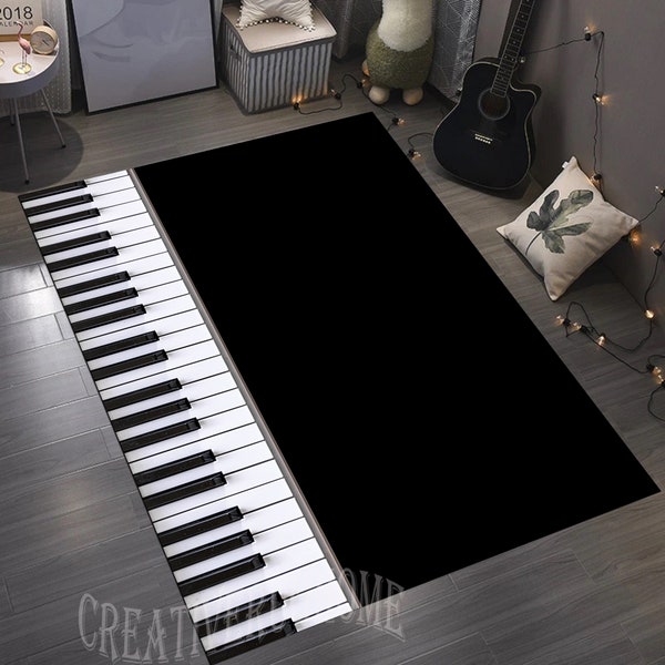 Piano Rug, Piano Themed Rug, Piano Keyboard Rug, Abstract Piano Rug, Black and White Piano Rug, Piano Keys Rug, Instrument Rug,Music Rug