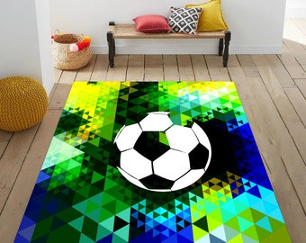 Football Field Rug, 3D Digital Print, Game Room Decor