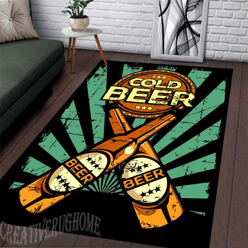 Foster Beer Rug Retro Beer Rug, Modern Living Room Decor, Non-slip Cotton Base - Etsy