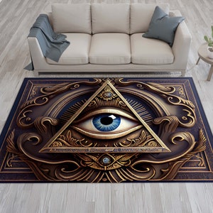 Masonic, Masonic Eye Rug, Decorative Eye Rug, Eye Rug, Modern Eye Rug, Design Masonic Rug, Home Decor Rug, For Living Room Rug,Gift Eye Rug