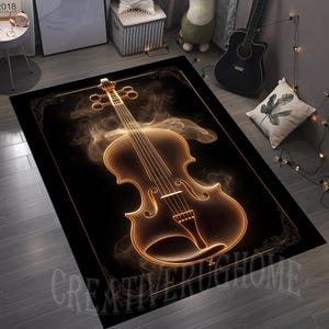 Violin Rug, Violin Music Rug,Violin Decor Rug,Violin Area Rug,Music Room Rug,Gift Music Rug,Violin Design Rug,Music Area Rug,Music Style Rug