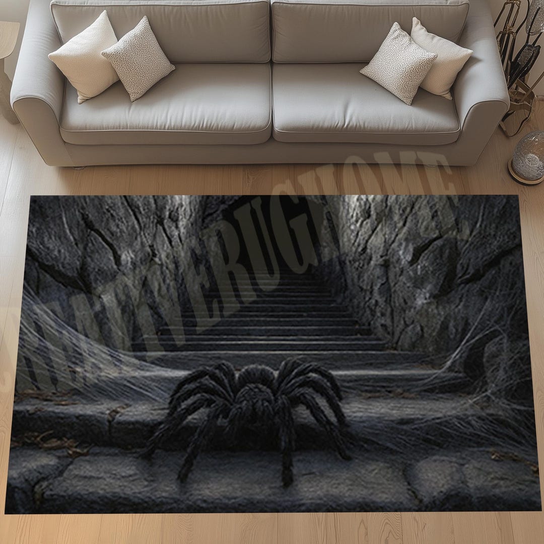 Spider Cave Rug, Gothic Horror Stair Pattern, Dark Web Carpet - Etsy
