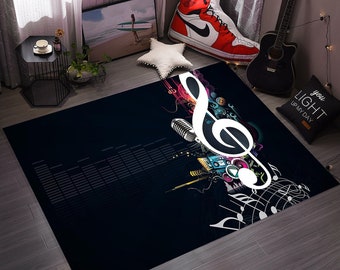 Music Note Area Rug, Modern Colorful Treble Clef Decor