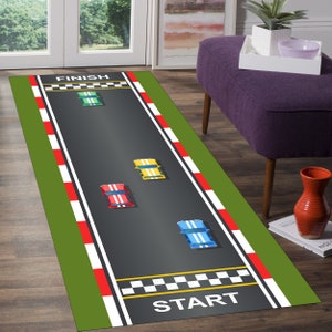 Race Track, Race Track Rug, Runner Rug,Start Line,Finish Line,Kids Room Rug,Racetrack Runner Rug,Racing Car Rug,Racing Car Long Rug,Kids Rug