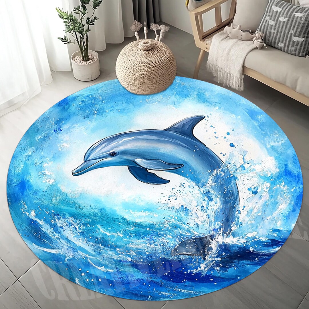 Dolphin Fish Round Rug, Nautical Ocean Sea Animal Decor - Etsy