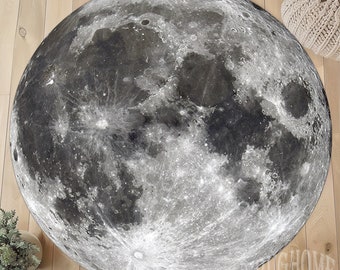 3D Full Moon Rug, Kids Space Decor, Round Planet Rug