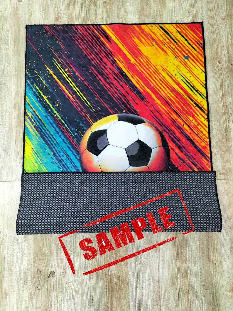 Alfombra de fútbol colorida, diseño de campo de fútbol, base de algodón antideslizante imagen 7