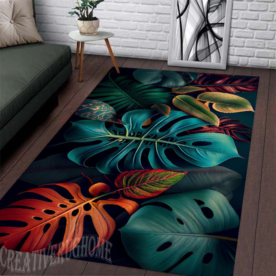 Leaves, Leave Rug, Leaf Pattern Rug,monstera Plants Rug,monstera Plants ...