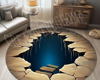 Optical Illusion Crack Rug, 3D Modern Living Room Area Rug