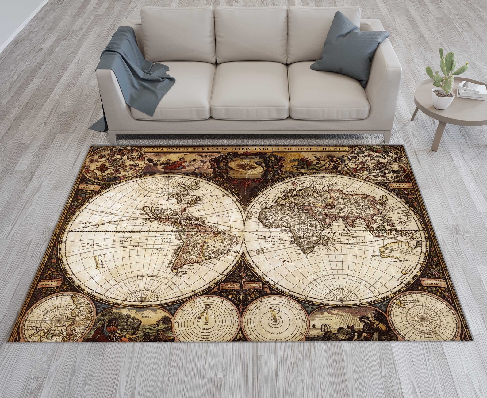 Vintage World Map Rug, Geography Home Decor Carpet - Etsy