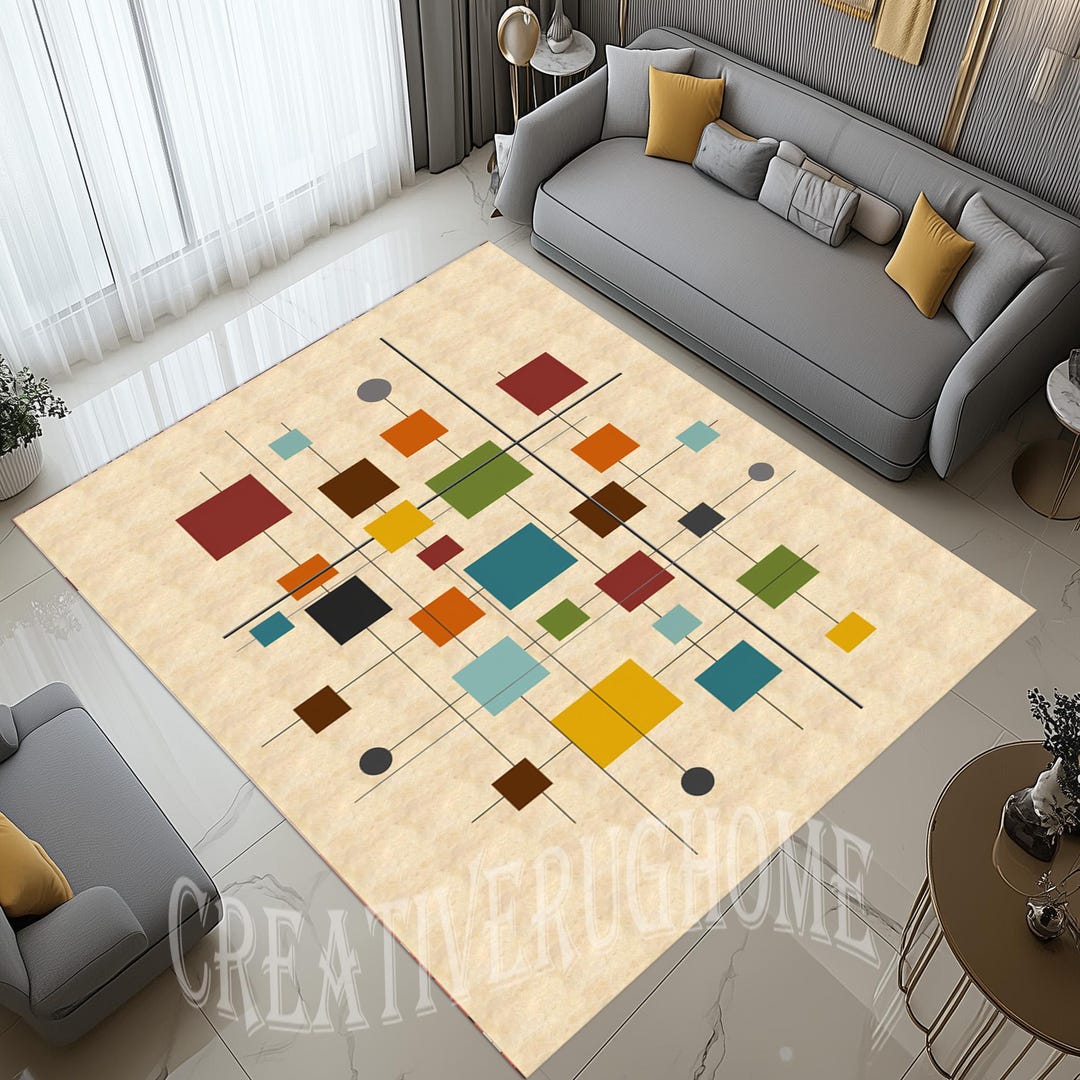 Mid Century Rug, Mid Century Area Rug, Mid Century Modern Rug,mid ...
