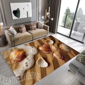 Beach, Sand Rug, Beach Rug,Beach carpet, Sea Coast Rug,Ocean Rug,Sand Decor Rug,Summer Area Rug,Beach Sea Rug,Sea Shells Rug,Gift Summer Rug