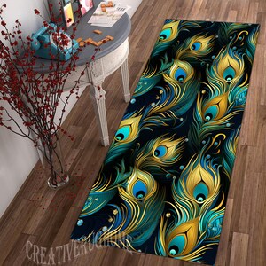 Peacock Feather Rug, Peacock Patterned Rug, Peacock Feather Runner Rug ...