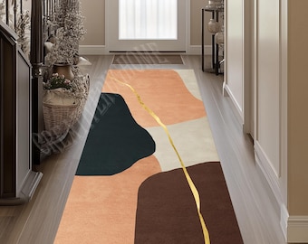 Mid Century Modern Runner Rug, Colorful Abstract Hallway Rug