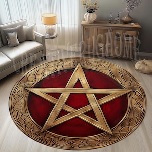Tappeto pentagramma, tappeto rotondo pentagramma, tappeto simbolo di protezione, tappeto pentagramma gotico, tappeto motivo pentagramma, tappeto trappola del diavolo, tappeto rotondo, tappeto regalo