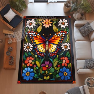 Butterfly Rug,Purple Butterfly Rug, Colorful Rose Rug,Neon Butterfly Rug, Butterfly Decor Rug, Animal Rug, Kids Room Rug, Butterfly Area Rug